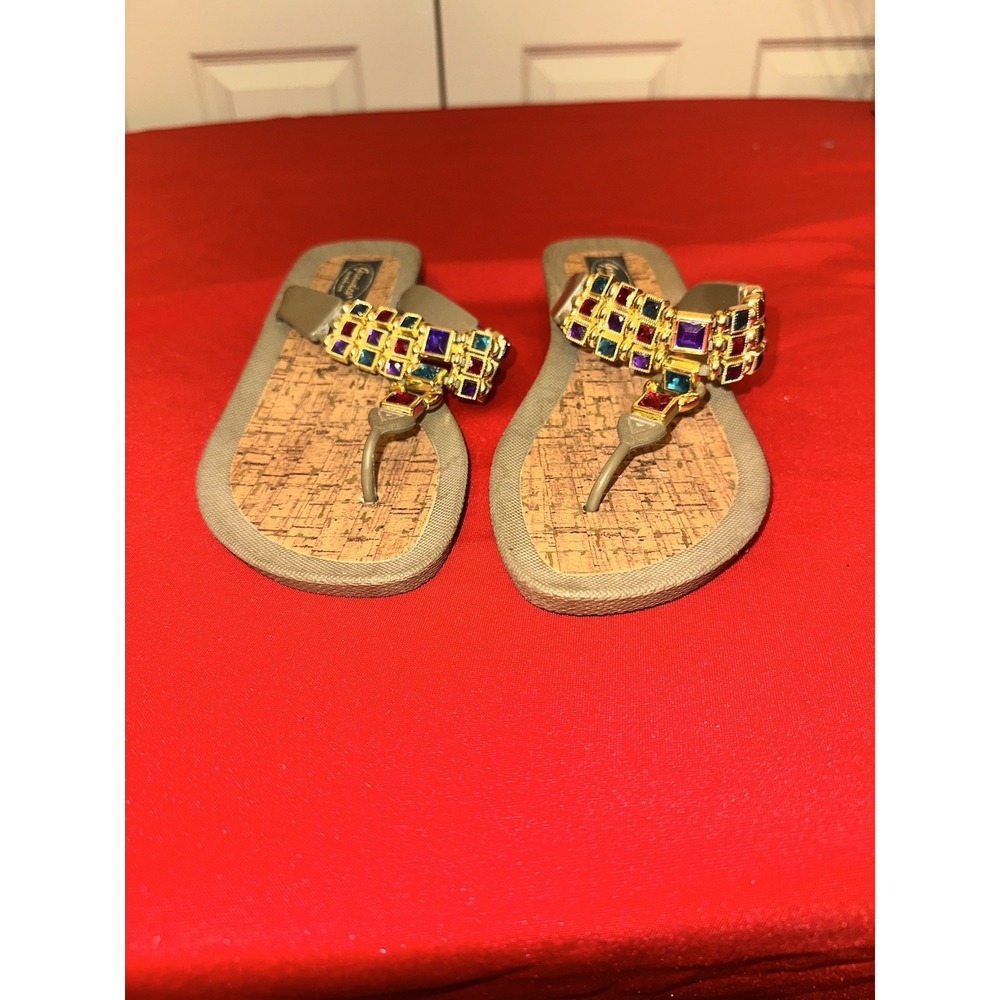 Grandco Women's Size 8 Gemstone Jeweled Beaded Sandals